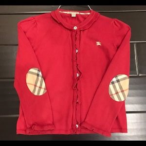 Authentic Burberry Red Sweater/Cardigan Girl 6Y